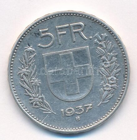 Svájc 1937B 5Fr Ag T:2,2- Switzerland 1937B 5 Francs Ag C:XF,VF Krause KM#402