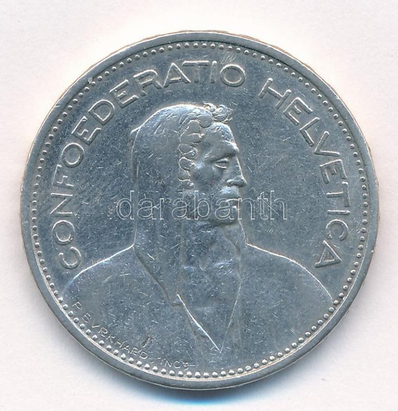 Svájc 1935B 5Fr Ag T:2- Switzerland 1935B 5 Francs Ag C:VF Krause KM#402 - Image 2