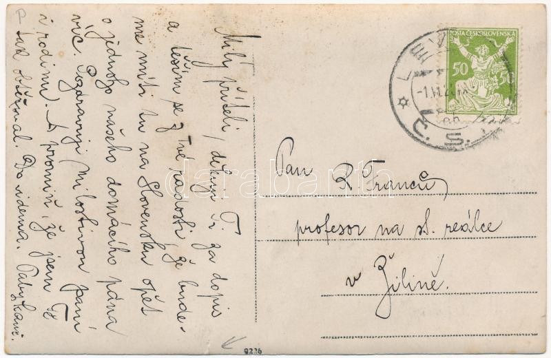 1925 Léva, Levice; Városháza, Kovács Sándor, Trebitsch Ignác, Singer Izidor üzlete / town hall, shops. photo (kis szakadás / small tear) - Image 2