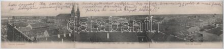 1908 Komárom, Komárno; 3-részes kihajtható panorámalap. Freisinger Mór kiadása / 3-tiled folding panoramacard (r)
