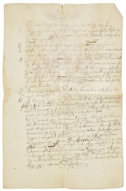 1793 Szepsi és Bodolló plébániai kerületek 1607-es összeírásának 1793-as másolata. 3 p.