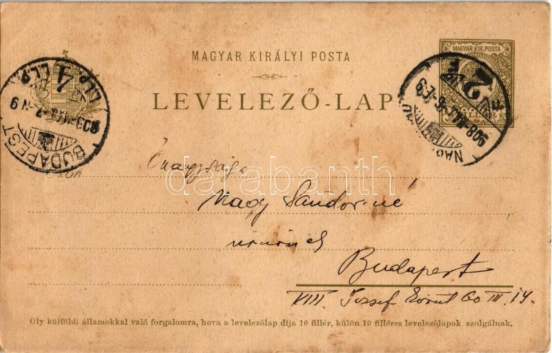 1908 Nagyvárad, Oradea; kézzel festett művészlap / hand-painted art postcard (EK) - Image 2