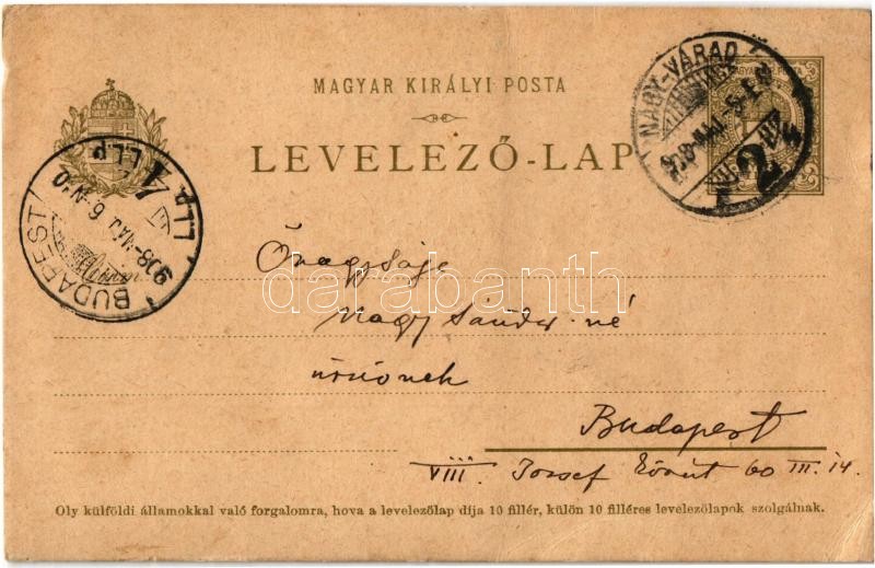 1908 Nagyvárad, Oradea; kézzel festett művészlap / hand-painted art postcard (EB) - Image 2