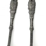 6db jelzett ón kanál, 18cm, fali konzollal, fa, 40x7x4cm - Image 2