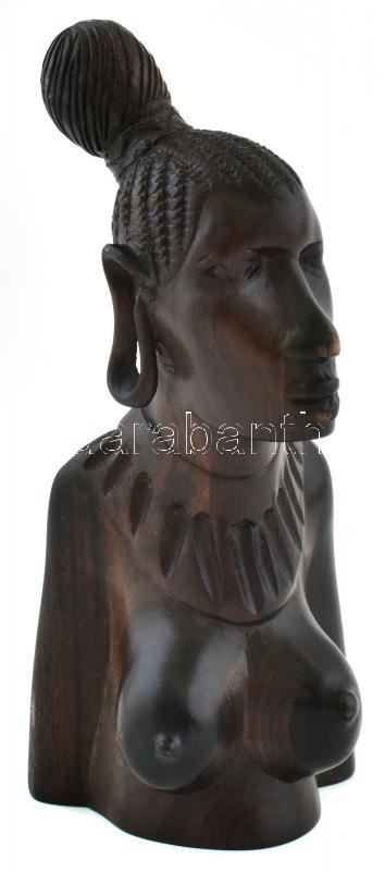 Afrikai faragott fa szobor, akt, m:19cm