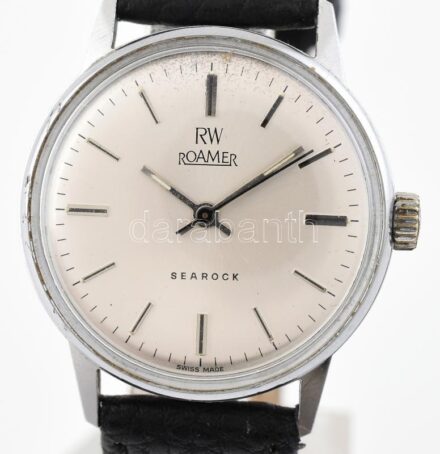 Roemer Searock kézi flehúzós, férfi karóra, hibátlan, gyöngyház számlappal, új bőr szíjjal, működő, jó állapotban d: 34 mm