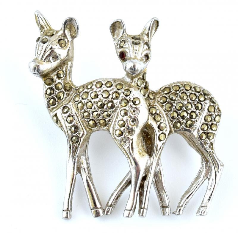 Őrikés, markazitos bross, hiányokkal, 4x3,5cm