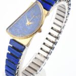 Elegant női quartz karóra, lapis lazulival ékítve, kopott, üveg homályos, működik, d:20mm - Image 2