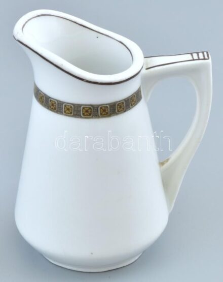 Matricás, szecessziós porcelán kiöntő, jelzés nélkül, kopott, m:10cm