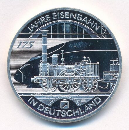Németország 2010D 10E Ag '175 éves a vasút Németországban' T:PP fo. Germany 2010D 10 Euro Ag '175th Anniversary Railway in Germany' C:PP spotted Krause KM#291
