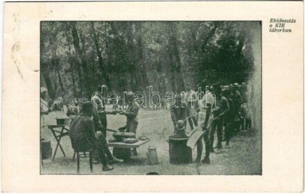 1927 Ebédosztás a KIE cserkész táborban. Üdvözlet a Keresztyén Ifjúsági Egyesületek konferenciáról / Hungarian scout camp, lunch + 'SZIGLIGET POSTAI ÜGYN'