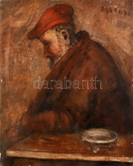 Bakányi (?) jelzéssel: Portré. Olaj, fa, kissé sérült. 36x28,5 cm