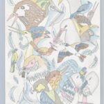 Rosenthal madaras porcelán, festett képeslap, díszdobozban, jelzett, hibátlan. 11,5x16cm