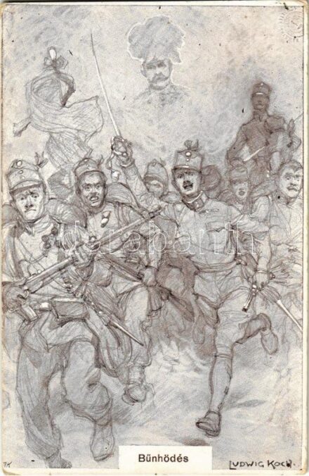 1914 Bűnhődés / WWI K.u.k. military art. B.K.W.I. s: Ludwig Koch + 'BEZENYE POSTAI ÜGYN'