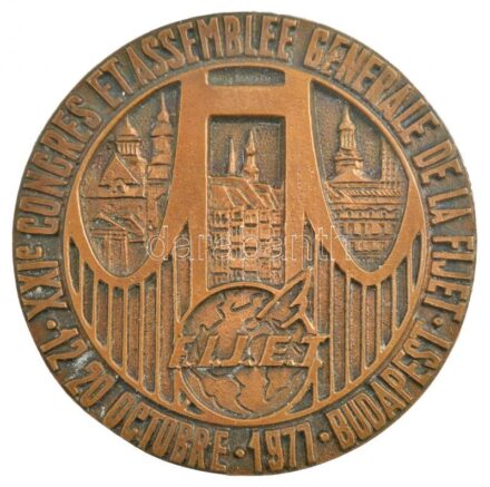 1977. 'XXI. FIJET Kongresszus és Közgyűlés - Budapest, 1977. október 12-20' Br emlékérem (80mm) T:1- Hungary 1977. 'XXI. Congres et Assemblee Generale de la FIJET - Budapest, 12-20 octobre 1977.' Br emlékérem (80mm) C:AU