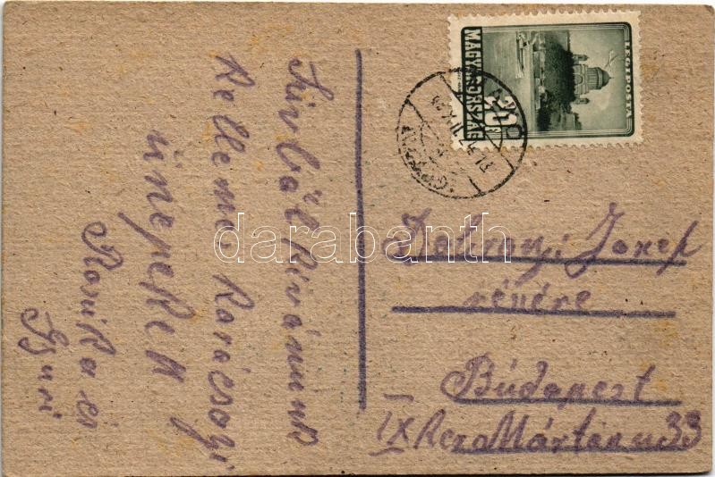 1943 Dombornyomott kézzel készült magyar szocreál propaganda lap / Hungarian hand-made embossed Socialist propaganda - Image 2