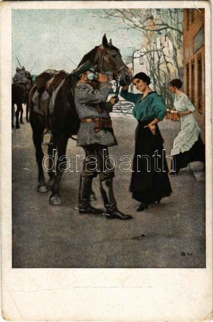 1917 Ein frischer Trunk. Kriegspostkarten von B. Wennerberg Nr. 23. / WWI German military art postcard s: B.W. (fa)
