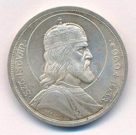 1938. 5P Ag 'Szent István' T:1-,2 halvány patina, fo. Adamo P8.1