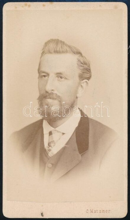 cca 1868 Koepler Ferenc, keményhátú fotó Matzner bécsi műterméből, 10,5×6 cm
