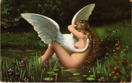 1921 Leda mit dem Schwan / Erotic Stengel s: Charles Francois Sellier (EK)