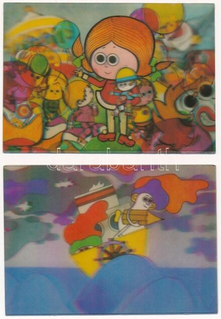 2 db MODERN 3D dimenziós motívum képeslap / 2 modern dimensional (3D) motive postcards