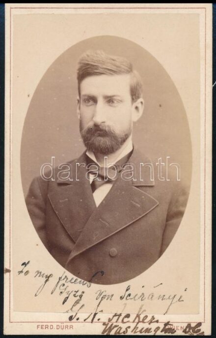 cca 1880 Férfiportré (Acker), dedikált keményhátú porté Dürr bécsi műterméből, 10,5×6,5 cm