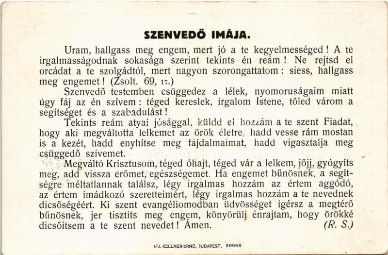 Szenvedő imája / WWI Austro-Hungarian K.u.K. military art postcard, dying soldier's prayer (non PC) (EK) - Image 2