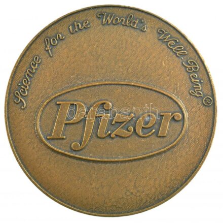 1985. 'Pfizer - Science for the World's Well-Being / 1960-1985 - In commemoration of Pfizer's 25 years of activity in Hungary' kétoldalas, öntött Br emlékérem (58mm) T:1-