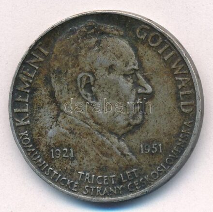 Csehszlovákia 1951. 100K Ag 'Klement Gottwald' T:2 patina Czechoslovakia 1951. 100 Korun Ag 'Klement Gottwald' C:XF patina Krause KM#33