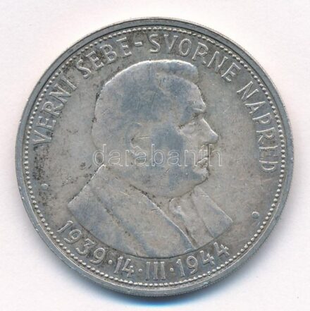 Szlovákia 1944. 50K Ag 'Függetlenség 5. évfordulója' T:2 patina Slovakia 1944. 50 Korun Ag '5th Anniversary of Independence' C:XF patina Krause KM#10