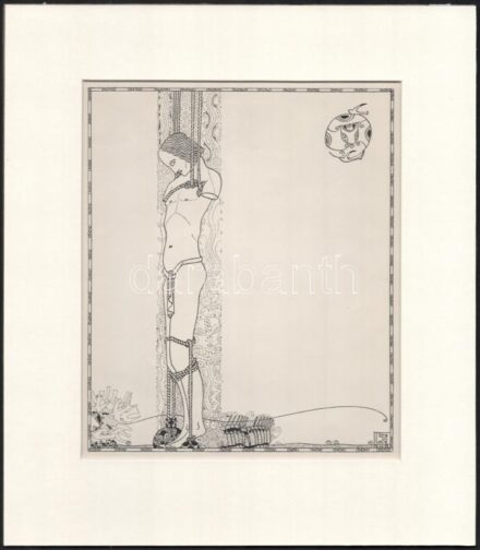 Kozma Lajos (1884-1948): Megkötözve, papír, jelzett a cinkográfián, paszpartuban, 19,5×16,5 cm
