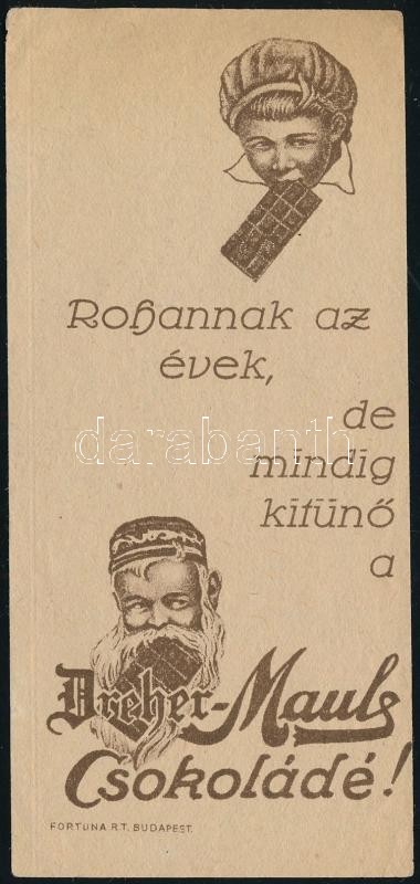 Dreher Mauls csokoládé számolócédula