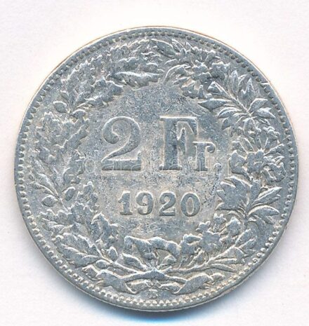Svájc 1920B 2Fr Ag T:3 patina Switzerland 1920B 2 Francs Ag C:F patina Krause KM#21