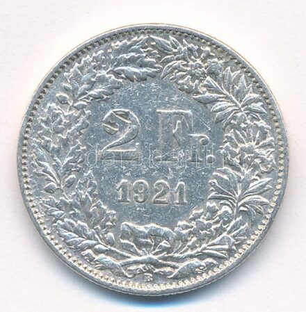 Svájc 1921B 2Fr Ag T:2-,3 Switzerland 1921B 2 Francs Ag C:VF,F Krause KM#21