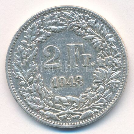 Svájc 1943B 2Fr Ag T:2,2- patina Switzerland 1943B 2 Francs Ag C:XF,VF patina Krause KM#21