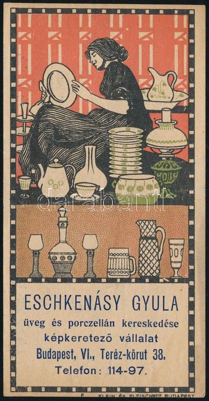 Eschkenásy Gyula üveg- és porcelánkereskedése számolócédula