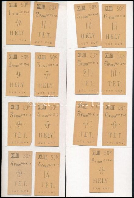 1921 15 db lóverseny futamjegy