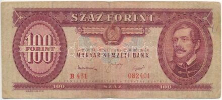 1949. 100Ft 'B 431 082401' T:III- kis lyuk, kis firka Adamo F29