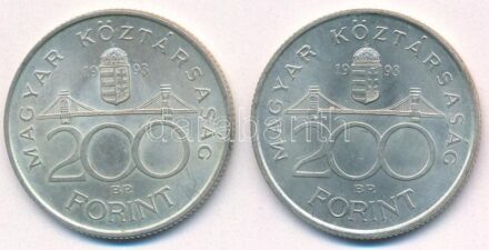 1993. 200Ft Ag 'MNB' (2x) T:1-,2 Adamo F13