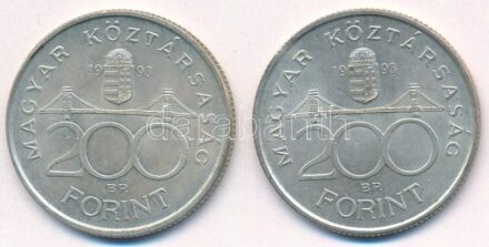 1993. 200Ft Ag 'MNB' (2x) T:1-,2 Adamo F13