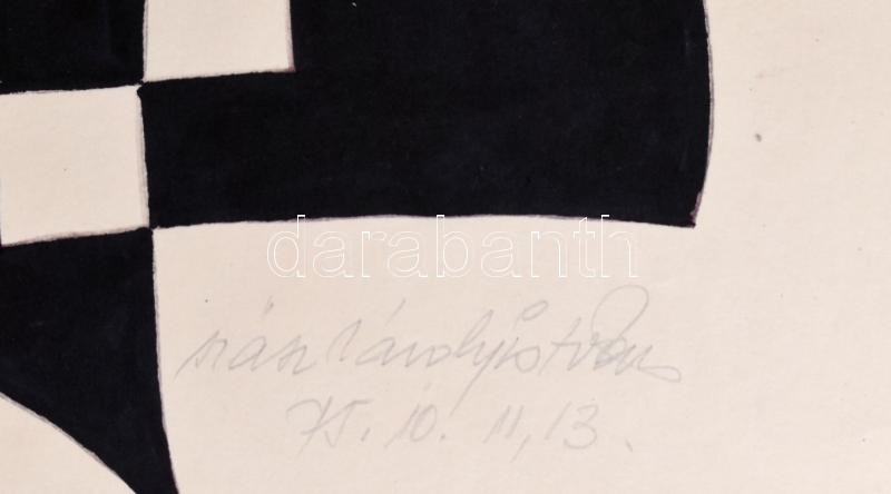 Szász Károly István (1909-1979): Absztrakt formák, 1975. Filctoll, papír, jelzett, 40,5×29,5 cm. Soós Imre (1921-2013) műgyűjtő, művészeti író, a Kisgrafika folyóirat szerkesztője, a Magyar Nemzeti Galéria Baráti Köre - Image 2