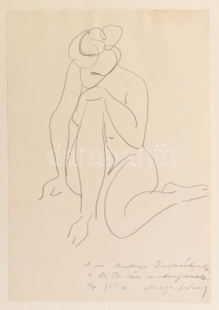 Major János (1934-2008): Női akt. Ceruza, papír, jelzett, lap teteje papírra kasírozva. 29x20,5 cm. Soós Imre (1921-2013) műgyűjtő, művészeti író, a Kisgrafika folyóirat szerkesztője, a Magyar Nemzeti Galéria Baráti Köre
