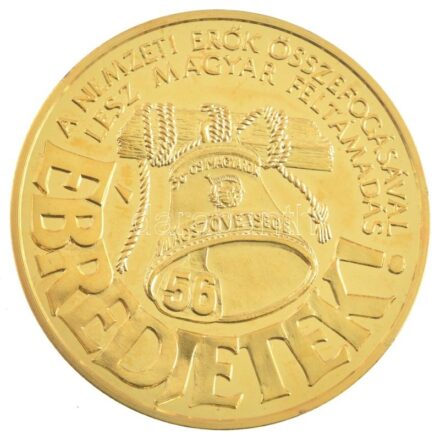 1993. '56-os Magyarok Világtalálkozója - 1956 - Budapest 1993. okt. 15-18 / A nemzeti erők összefogásával lesz magyar feltámadás - Ébredjetek!' aranyozott fém emlékérem (42,5mm) T:1- (PP) ujjlenyomat