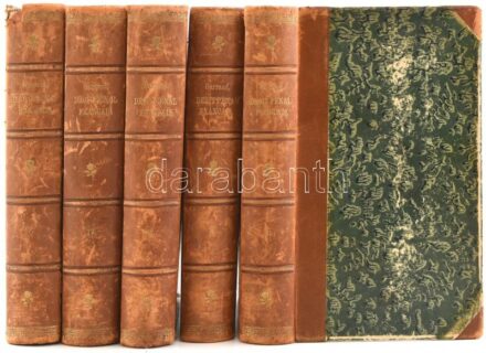 René Garraud: Traité Théorique et Pratique du Droit Pénal Francais. I-V. köt. Deuxiéme Édition. Paris, 1898-1901, Librairie De La Société du Recueil Général Des Lois et Des Arr?ts. Francia nyelven. Korabeli aranyozott