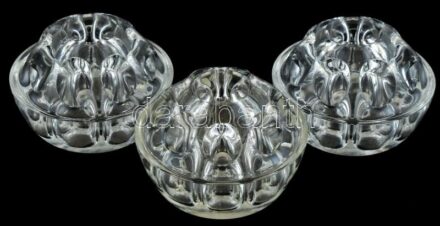 Bohémia mini viragtartó, üveg, egyik jelzett etikettel, kopott, m:5 d:8cm