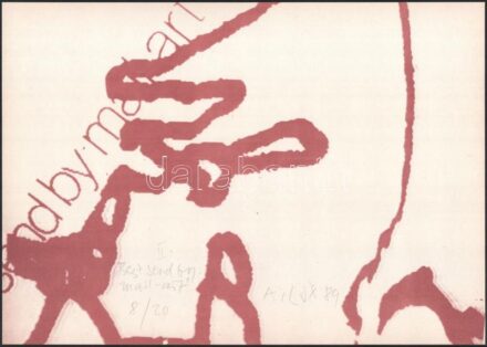 Lux Antal (1935-): Best send by mail art II., 1989. Ofszet, papír. Jelzett és datált (A. Lux '89), számozott: 8/20. 29x40,5 cm. A Makói Grafikai Művésztelepen készült alkotás!/ Antal Lux (1935-): Best send by mail art II., 1989. Offset on