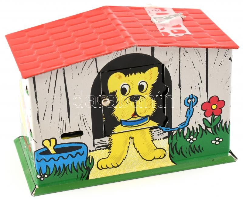 Elzett gyermek persely, kulccsal, 13x7x8cm