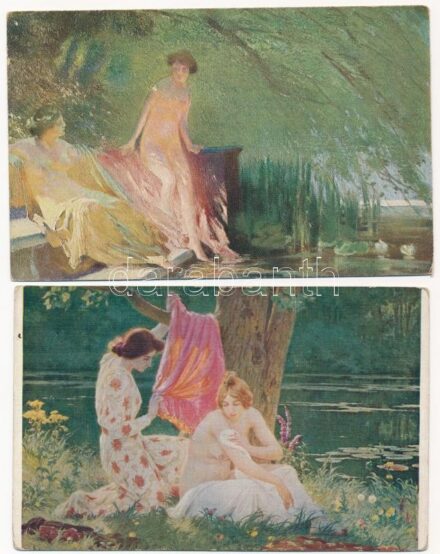 4 db RÉGI erotikus képeslap vegyes minőségben / 4 pre-1945 erotic postcards in mixed quality