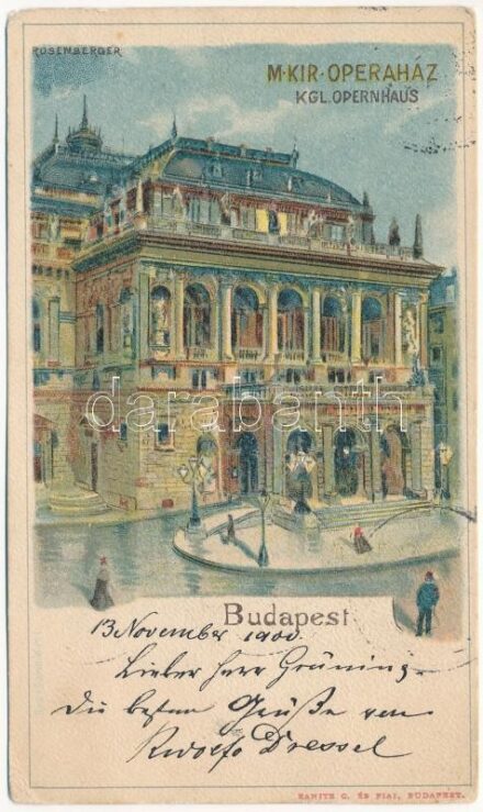 1900 Budapest VI. M. kir. Operaház. Kanitz C. és fiai litho s: Rosenberger (EK)
