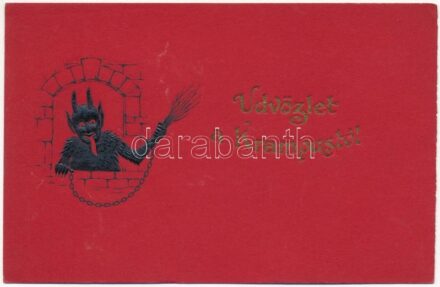 Üdvözlet a Krampusztól! dombornyomott / Krampus, embossed